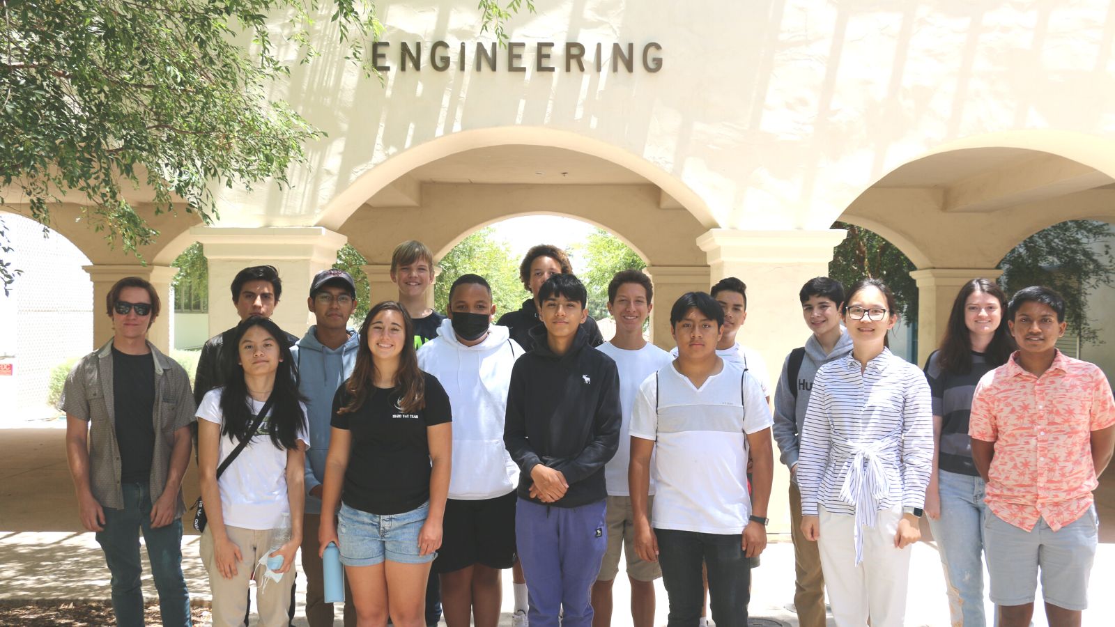 A group of students at the San Diego State University 2022 Summer Robotics Camp 